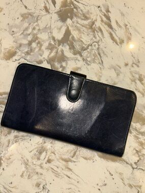 COACH VINTAGE LEATHER WALLET GOLD CLASP BLACK